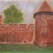 Mirosława KLEPACKA - Fragment murów okalających wzgórze (pastel)