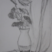 Radziszowska Magdalena - Martwa natura kwiatowa (rysunek węglem)