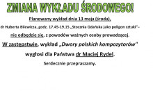 13.05 (środa) - ZMIANA WYKŁADU (godz. 17.45-19.15) 