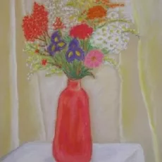 Elżbieta BIENIEK - Martwa natura kwiatowa (pastel)